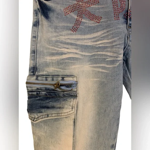 Reason Brand mens jeans size 36 buckle jeans hand crafted slim fit cargo
